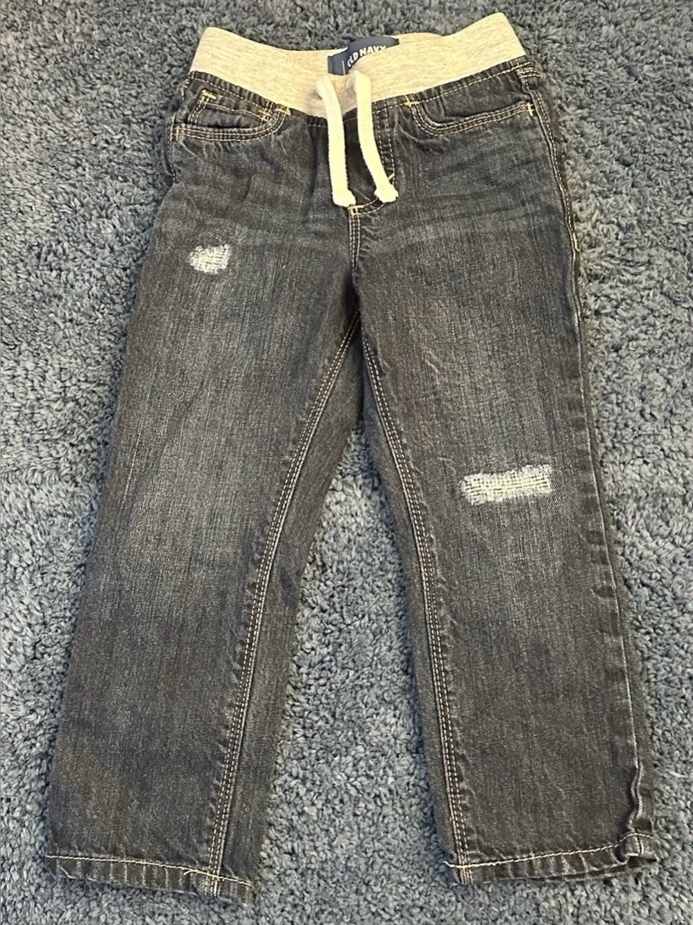 Old Navy Toddler Boys 2T Elastic Waist Drawstring 5-Pocket Relaxed Denim Jeans